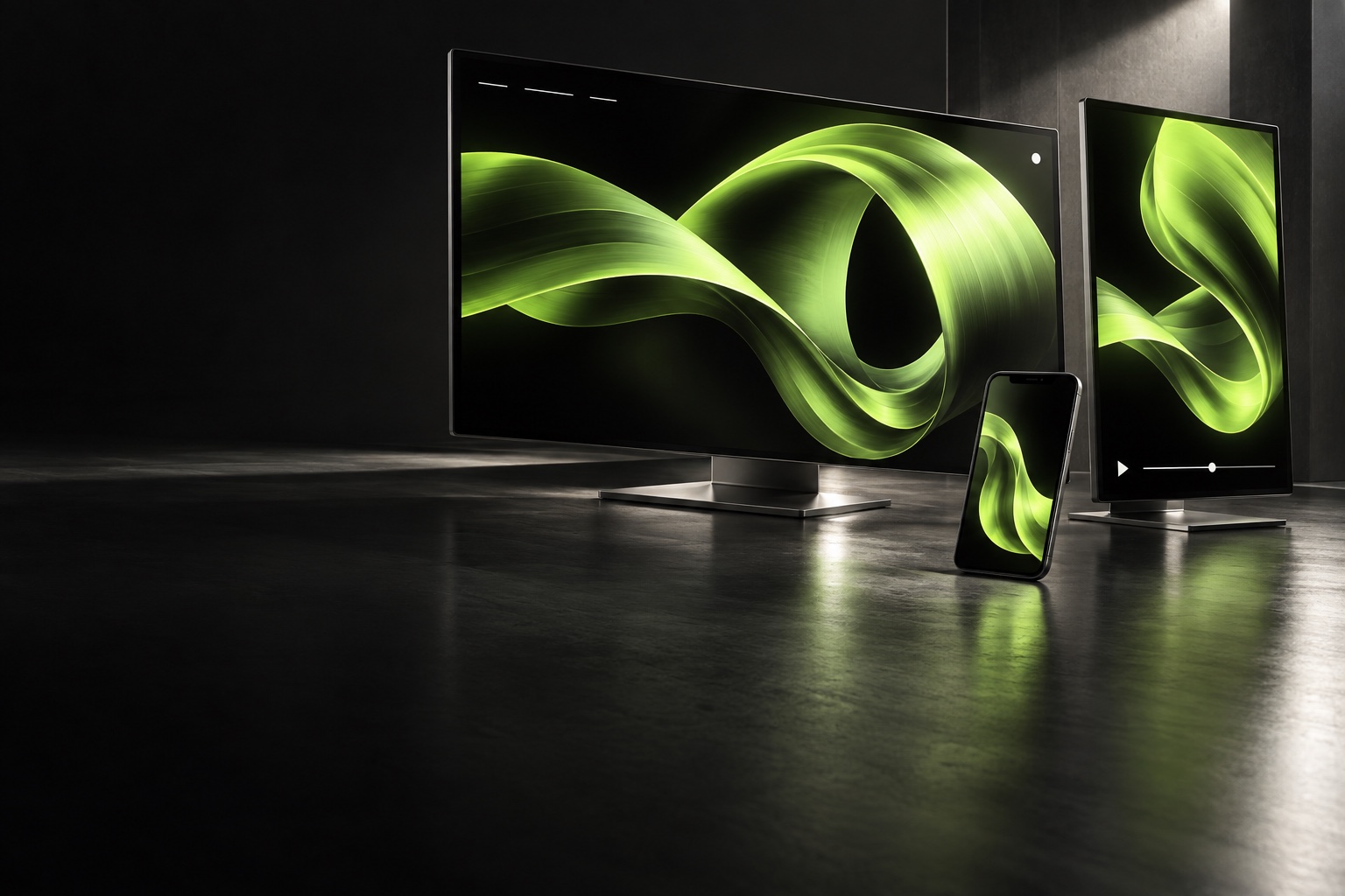 Digitale Lime-Bewegtbilder auf Desktop-, Hochformat- und Smartphone-Displays – generierte KAAY Digitalstudie.